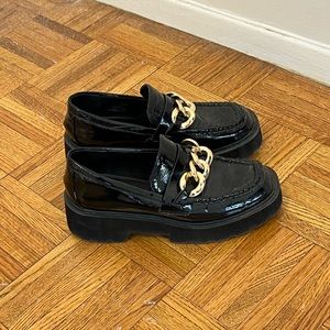 STEVE MADDEN meadow loafer with patent leather chain woman’s black SIZE 7